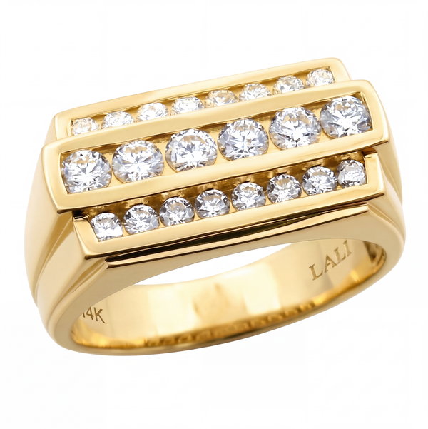 Closeup photo of 14K YELLOW GOLD DIAMOND MEN'S RING