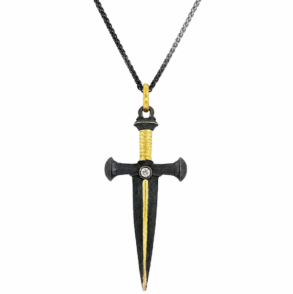 Closeup photo of "Dagger" Pendant with Diamond