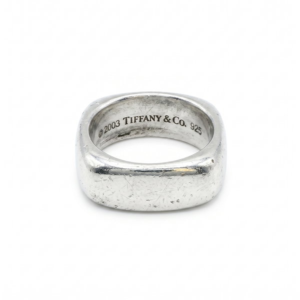 Closeup photo of 925 Sterling Tiffany & Co. 2003 Square Band Ring 11.1g s5.5