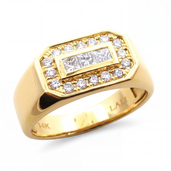 Closeup photo of 14K YELLOW GOLD DIAMOND MEN'S RING