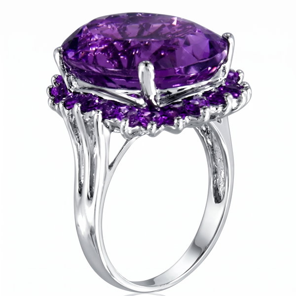 Closeup photo of STERLING SILVER AMETHYST RING