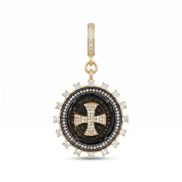 Closeup photo of Antique St Benedict In 14K Yellow Gold & Silver