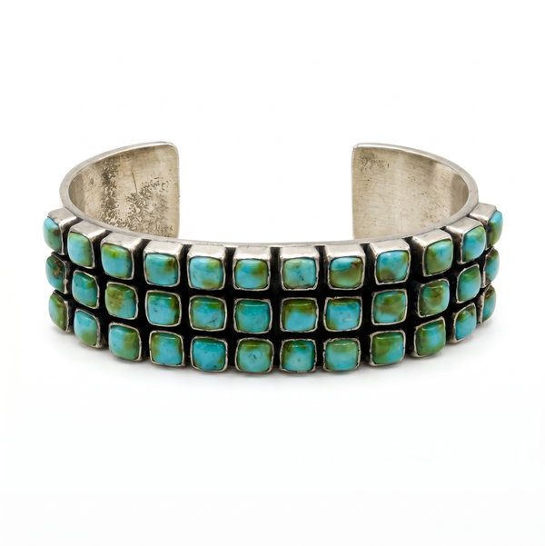Closeup photo of Sonoran Turquoise 3 Row Bracelet Cuff
