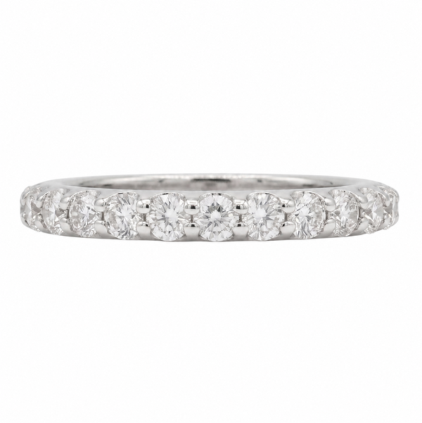 Closeup photo of 18K WG 1.20tcw RBC 26 Diamond Eternity Band Ring 3.7g, s6.5