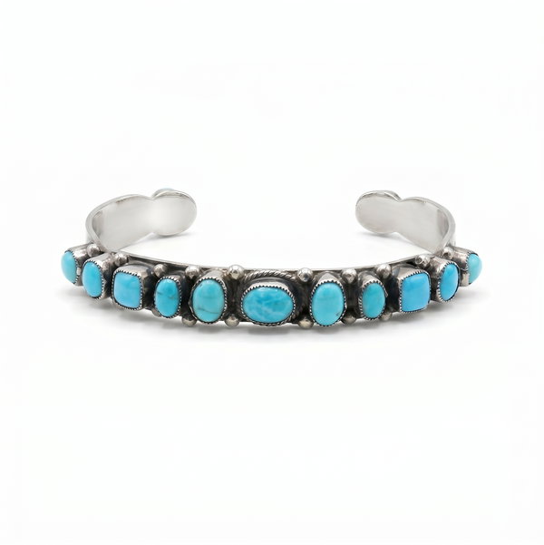 Closeup photo of Leo Feeney Sterling Silver Red Coral and Turquoise Cuff
