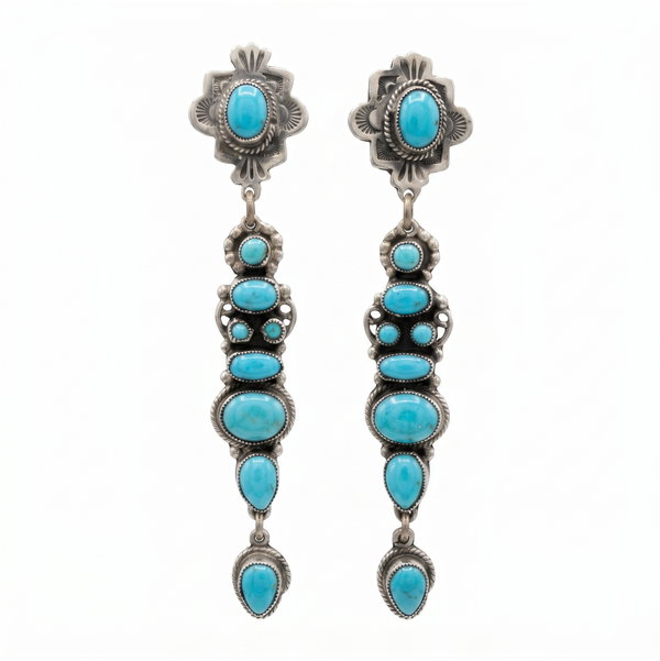 Closeup photo of Leo Feeney Sterling Silver Turquoise Earrings