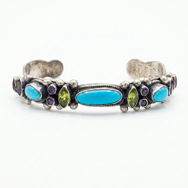 Closeup photo of Leo Feeney Sterling Silver Turquoise & Gemstone Cuff