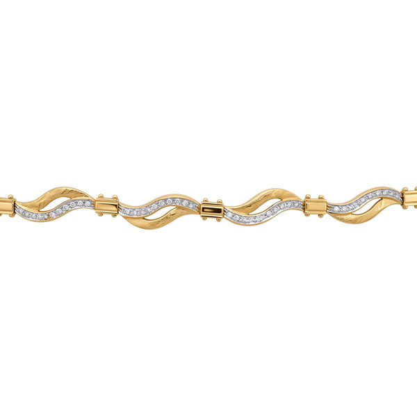 Closeup photo of 14K WHITE AND YELLOW GOLD SNAKE PATTERN DIAMOND BRACELET
