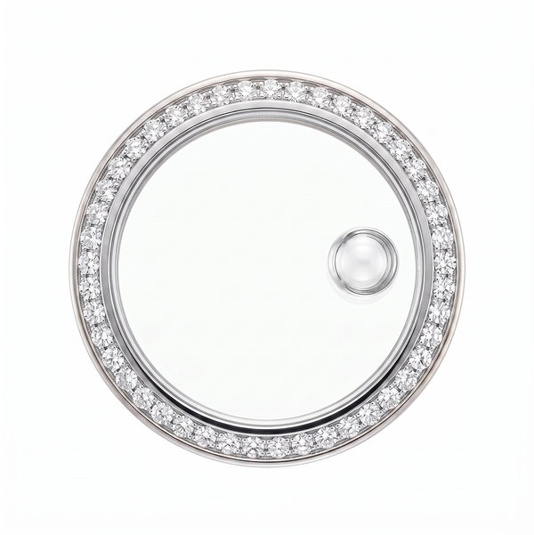 Closeup photo of 14K WG 36mm Rolex 3.50tcw Diamond Bezel & xtal 14.6g