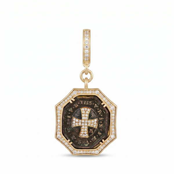 Closeup photo of Antique St Benedict In 14K Yellow Gold