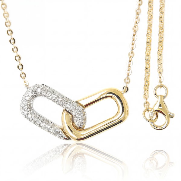 Closeup photo of 14K YELLOW AND WHITE GOLD DIAMOND NECKLACE