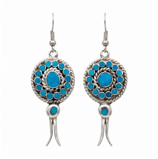 Closeup photo of Sterling Silver Turquoise Earrings