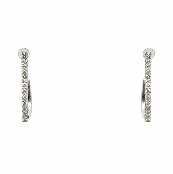Closeup photo of 14K WG .11tcw RBC Diamond Bar Hoop Earrings 2.0g, 16.2mm