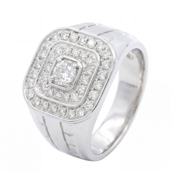 Closeup photo of 14K WHITE GOLD DIAMOND MEN'S RING