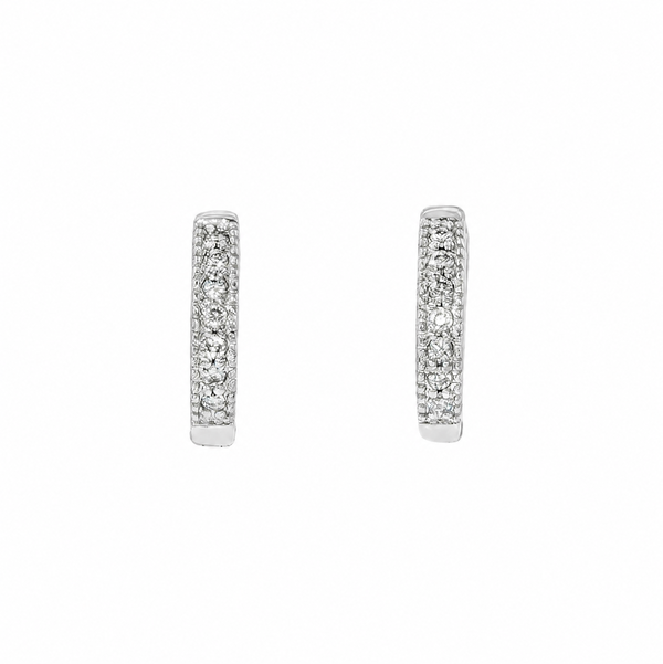 Closeup photo of 18KW Diamond Hoop Earrings