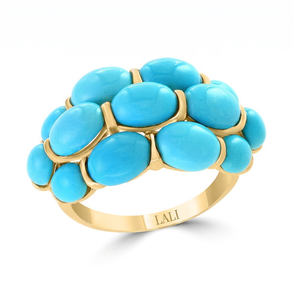 Closeup photo of 14K YELLOW GOLD TURQUOISE RING