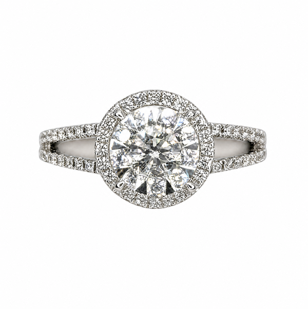 Closeup photo of 18K WG Memoire .30ct RBC Forevermark & .45tcw RBC Diamond Ring 3.7g, s6.5