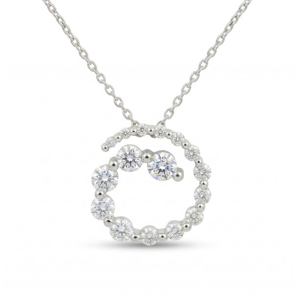 Closeup photo of 18k White Gold .93ct Diamond Swirl Necklace