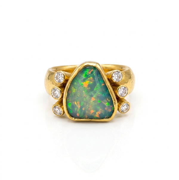 Closeup photo of 24k Australian Opal Ring