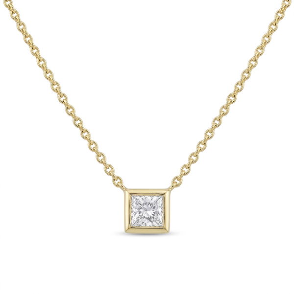 Closeup photo of 14K Yellow Gold Bezel Set 0.30ct Diamond Necklace