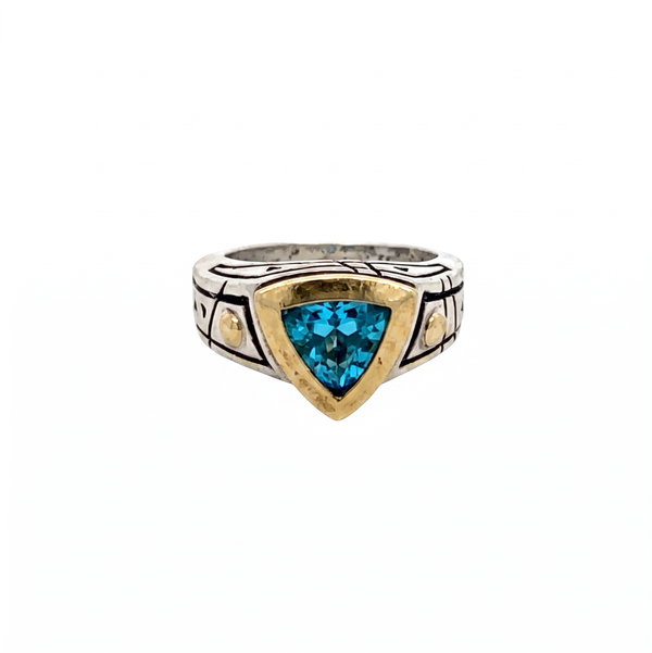 Closeup photo of 925 18K John Atencio 2.00ct ct Blue Topaz Ring 12.5g, s7