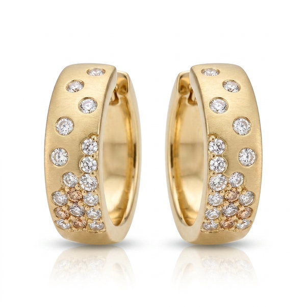 Closeup photo of 14k Yellow Gold .44ct Diamond Hoops