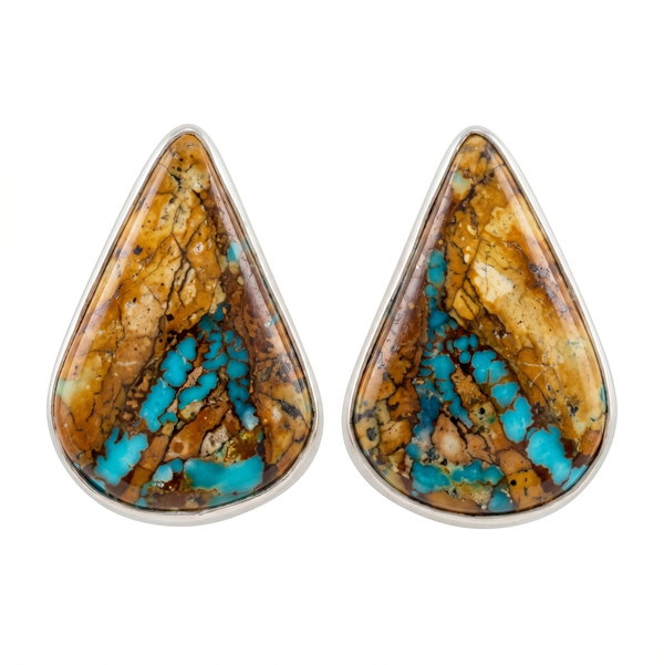Closeup photo of Boulder Turquoise Studs