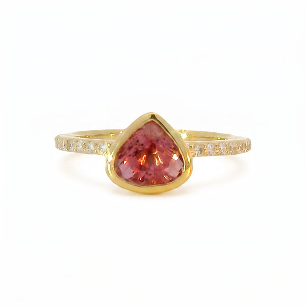 Closeup photo of Pink Sapphire & Diamond Stacker