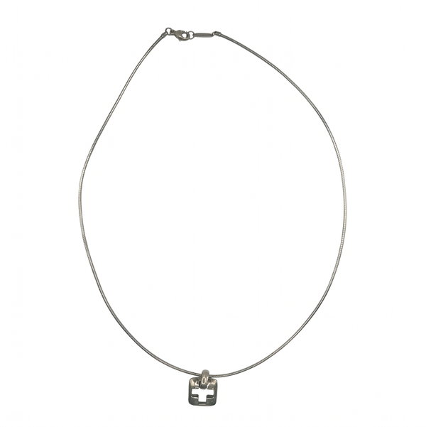 Closeup photo of 925 Sterling Tiffany & Co. Square Cross Pendant Necklace 7.3g 15.5"