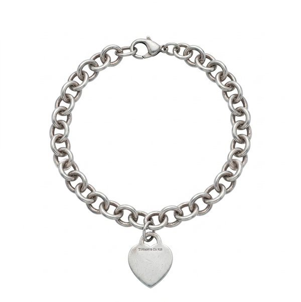 Closeup photo of 925 Sterling Tiffany & Co. Heart Tag Necklace 67.1g 15.5"