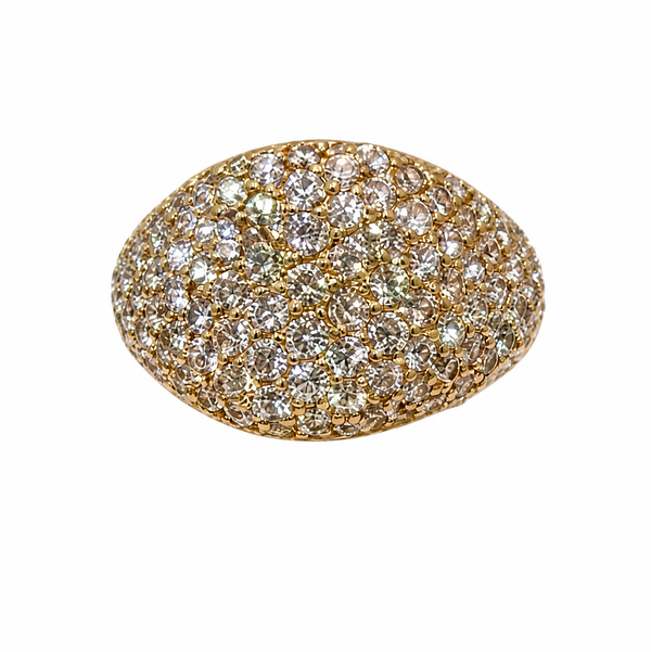 Closeup photo of 18K YG Crivelli 2.02tcw RBC Diamond Pave Pinky Ring 6.0g, s4.5