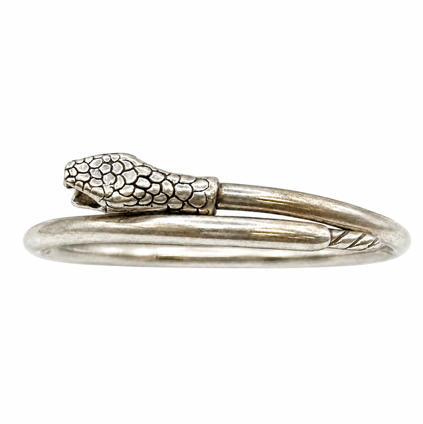 Closeup photo of 925 Sterling Vintage Mexico Snake Bangle 19.5g 7.5"