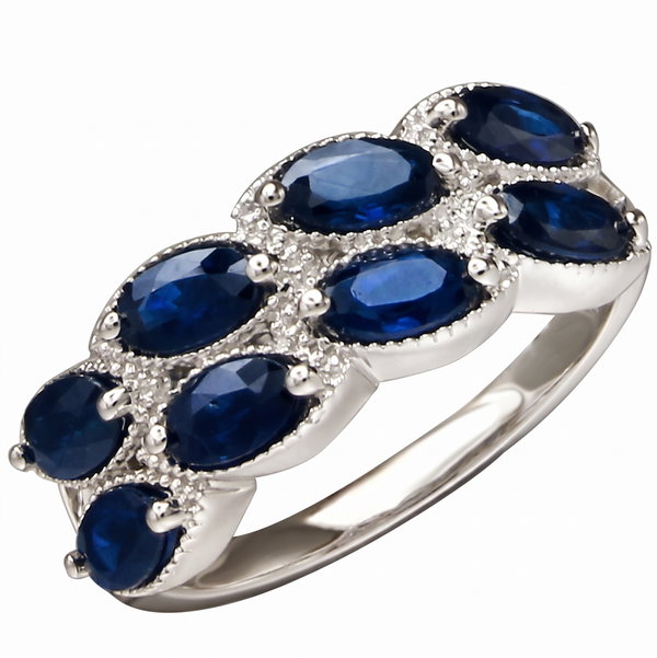 Closeup photo of 14K WHITE GOLD SAPPHIRE RING