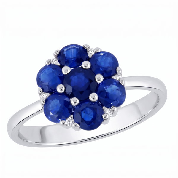 Closeup photo of 14K WHITE GOLD DIAMOND AND SAPPHIRE RING
