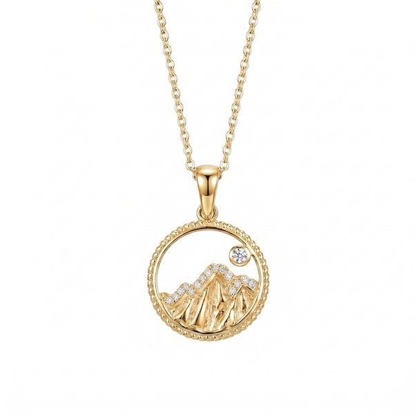 Closeup photo of 14k Yellow Gold Diamond Peak 8 Neckalce