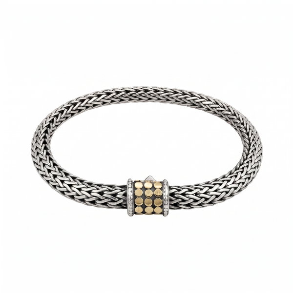 Closeup photo of 925 18K Sterling John Hardy Cable Bracelet 27.3g, 7.5"