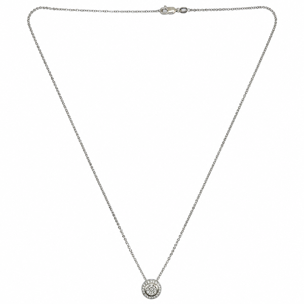 Closeup photo of 14K WG .60tcw Mosaic Diamond Round Drop Pendant Necklace 4.4g, 19.5"