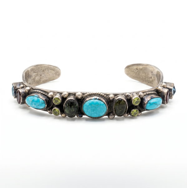 Closeup photo of Leo Feeney Sterling Silver Turquoise & Gemstone Cuff