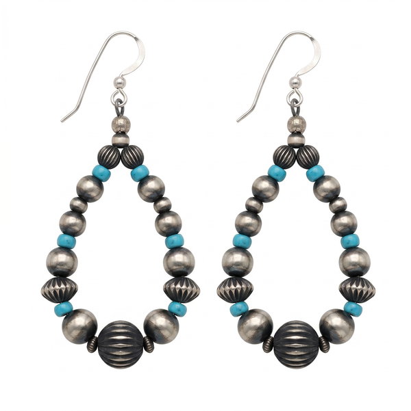 Closeup photo of Sterling Silver Bone Cutter Sleeping Beauty Turquoise Earrings