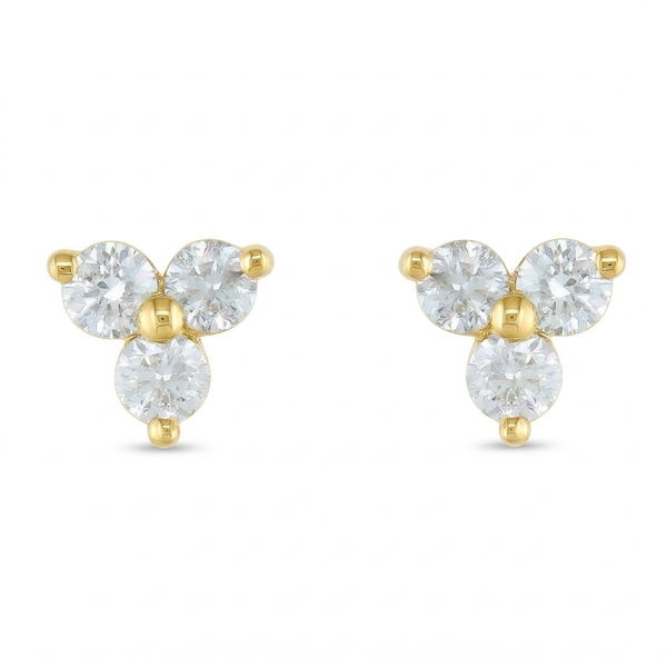 Closeup photo of 14K Yellow Gold 0.40ct Diamond 3-Stone Geometric Earrings