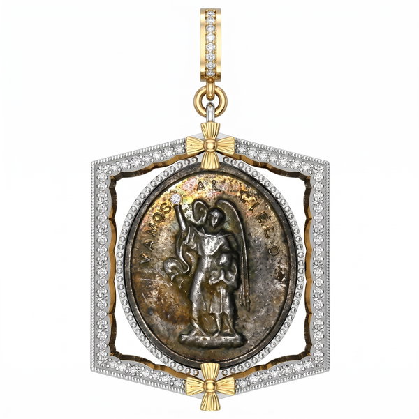 Closeup photo of Antique Guardian Angel In Mix Metal