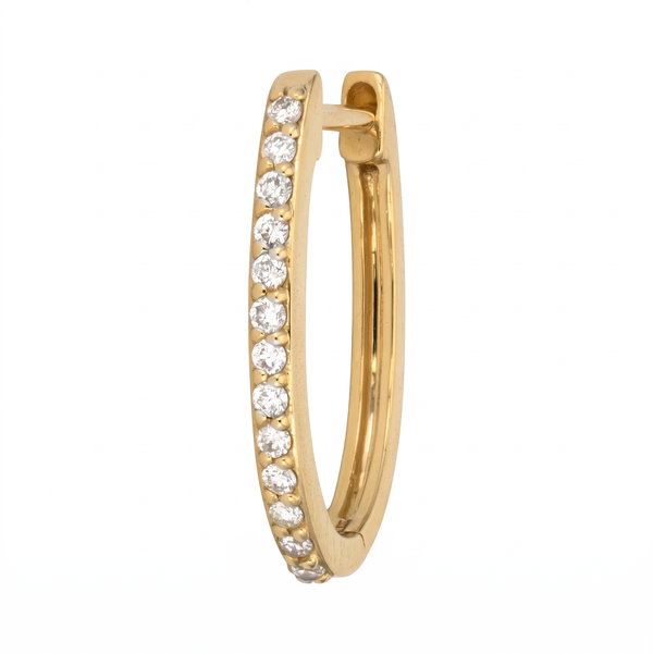 Closeup photo of Classic Diamond Huggie Hoops14k Yellow Gold, Diamond