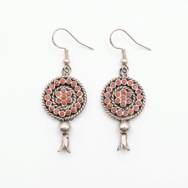 Closeup photo of Sterling silver Coral Handmade Earrings by Devin Quam