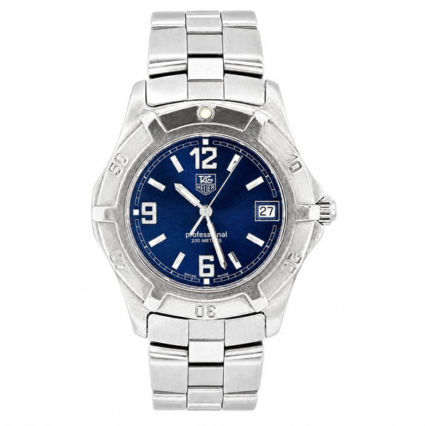 Closeup photo of Tag Heuer Professional 37mmSS WN112 Blue Dial Watch