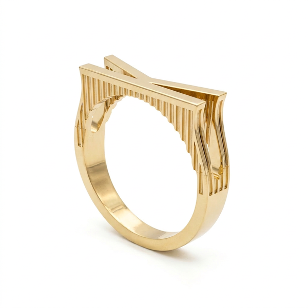 Closeup photo of K Letter In 14 Karat Yellow Gold