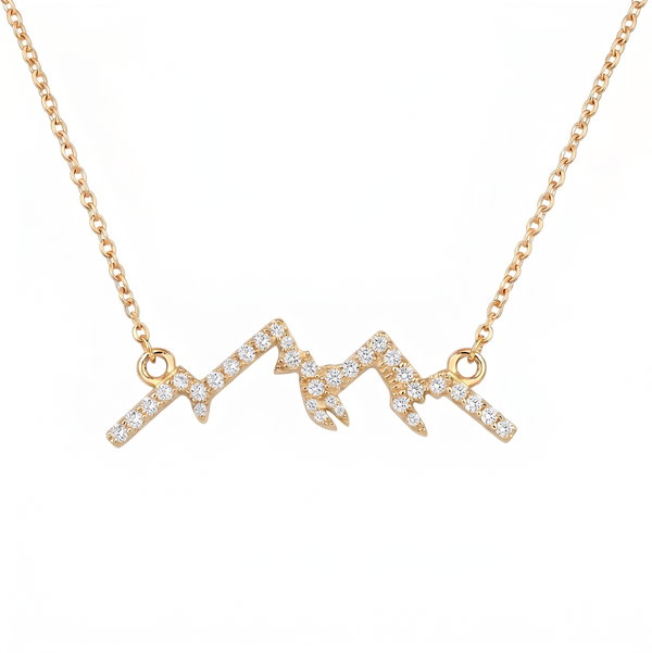 Closeup photo of 14k Yellow Gold Diamond Peak 8 Necklace