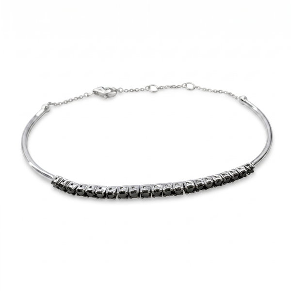 Closeup photo of 14K WHITE GOLD TREATED BLACK DIAMOND BRACELET