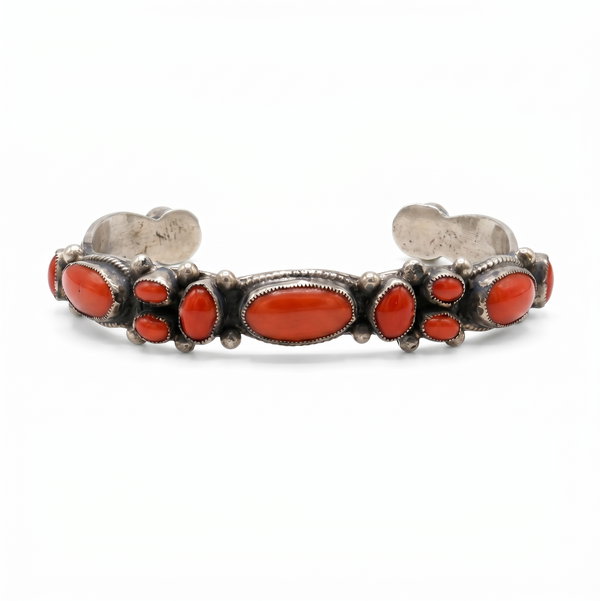 Closeup photo of Leo Feeney Sterling Silver Red Coral Cuff