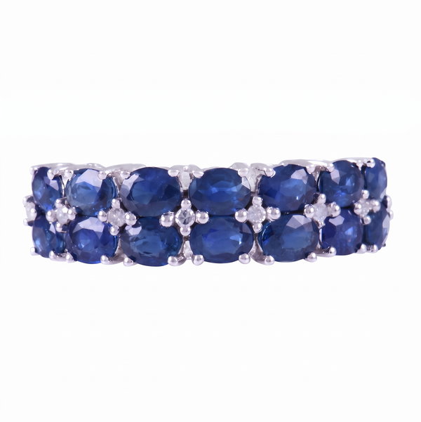 Closeup photo of 14K WHITE GOLD DIAMOND AND SAPPHIRE RING