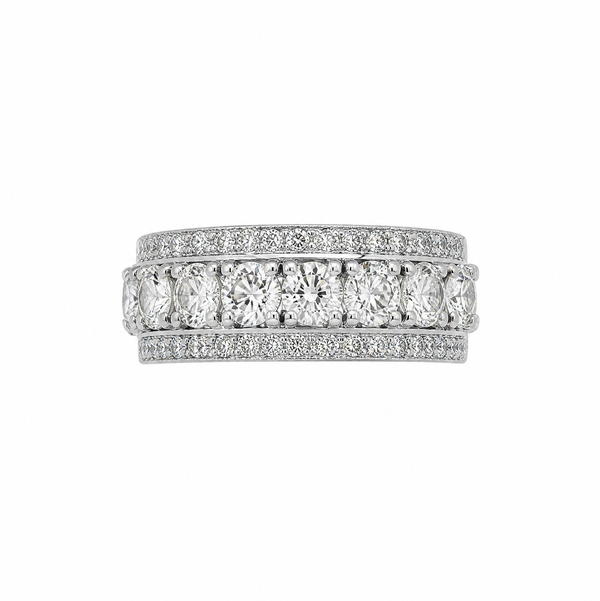 Closeup photo of Platinum Tacori 1.80tcw RBC Diamond 1/2 Way 8mm Band Ring 15.6g, s6.25